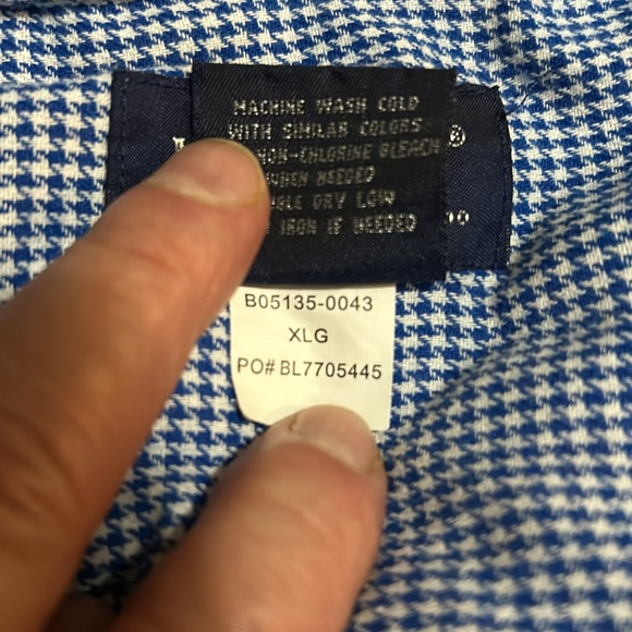 Extra large John Blair men’s blue/white, gingham check, long sleeve shirt. - Picture 5 of 5